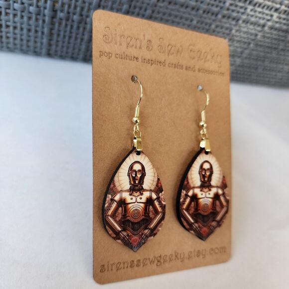 Star Wars C3PO Art Nouveau Droid Earrings - Picture 2 of 2